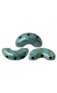 Les perles par Puca® Arcos beads Opaque green turquoise bronze 63130/15496